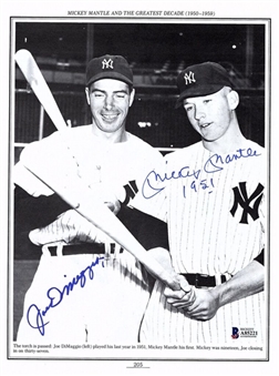Mickey Mantle & Joe DiMaggio Signed 8" x 10" 1951 Magazine Photograph - Beckett Graded 9!